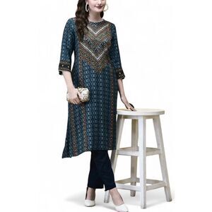 Women Kurta Pakistani Indian Kurti Shirt Dress S velvet silk and silk lining